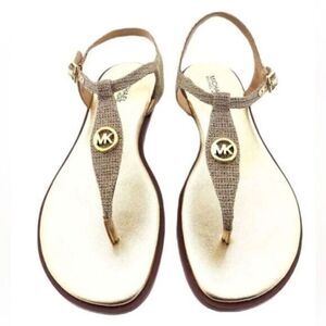 NWOB Michael Kors Women’s Amara Metallic Gold Logo Strap Sandals - Size 6